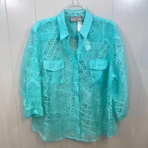 Chico’s Caribbean Blue Lace Shirt w/Matching Tank